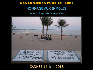 Entre 27 février 2009 et le 14 juin 2013, 119 tibétains se sont immolés pour la liberté au Tibet et le retour de Sa Sainteté le XIVe Dalaï Lama.  Cette soirée est un Hommage à tout le peuple tibétain